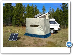 Tent with Stove Pipe & Solar Panel