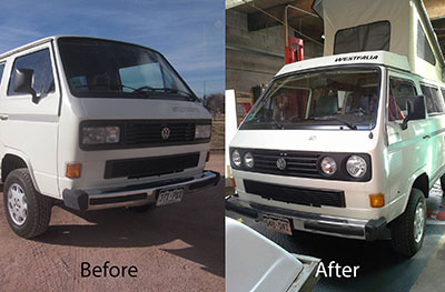 Before and After shot of Westfalia Syncro
