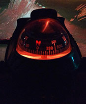 Dashboard Navigation Compass at night - Van Life Geek