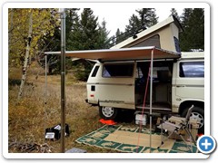 Stove pipe is straight for use outside the awning