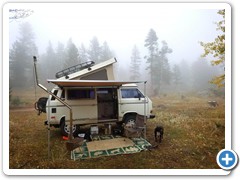 Camping in the fog with my new woodstove