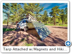 Tarp Attached w/Magnets and Hiking Poles